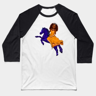 Black anime princess on horse ! beautiful  black girl with Afro hair, green eyes, Cherry pink lips and dark brown skin. Hair love ! Baseball T-Shirt